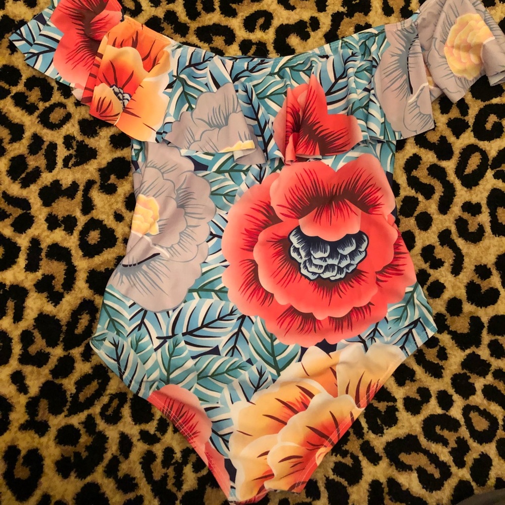 Floral one piece swim suit